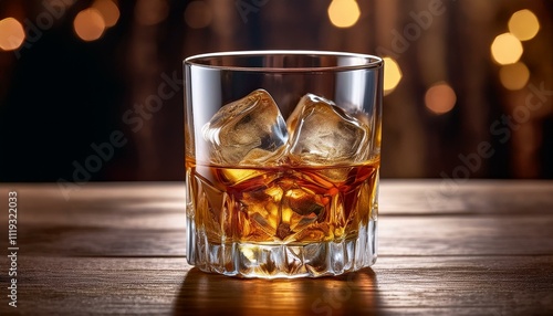 Chilled Perfection: A Glass of Whiskey with Ice"