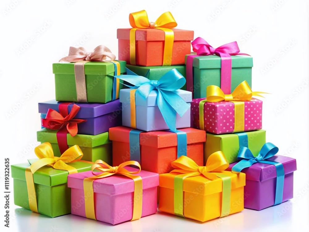 Obraz premium Colorful Gift Boxes Stacked, Food Photography Style