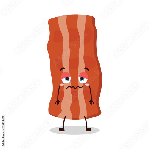 cute nope expression of bacon cartoon character
