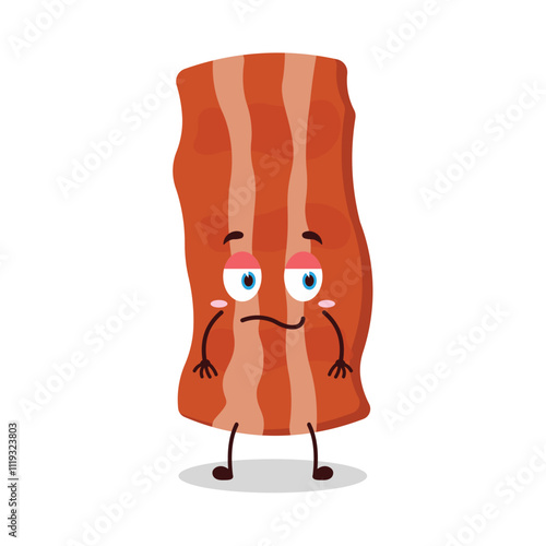 cute silent expression of bacon cartoon character
