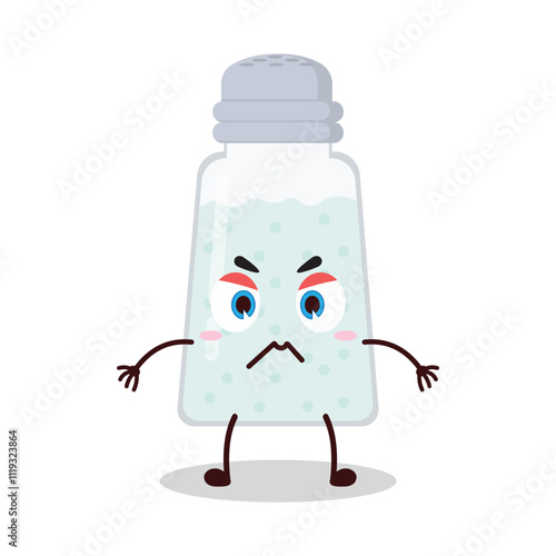 cute irritated expression of salt cartoon character