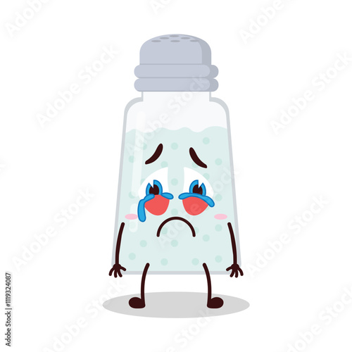 cute cry expression of salt cartoon character