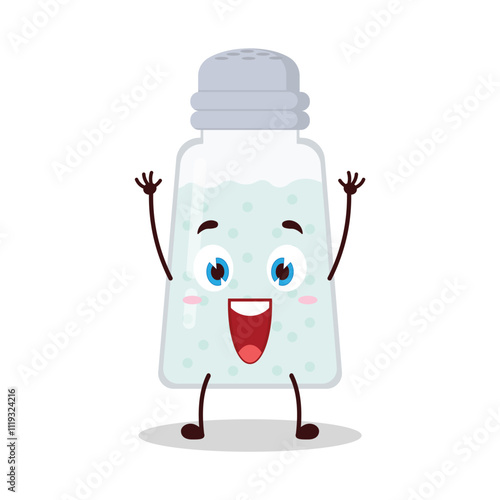 cute rise hand happy expression of salt cartoon character
