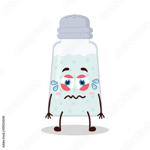 cute upset expression of salt cartoon character