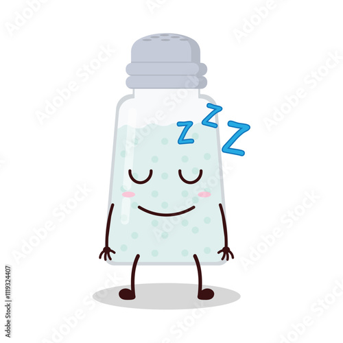 cute sleep expression of salt cartoon character