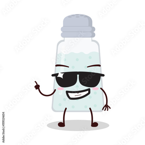 cute cool expression of salt cartoon character wear sunglasses 