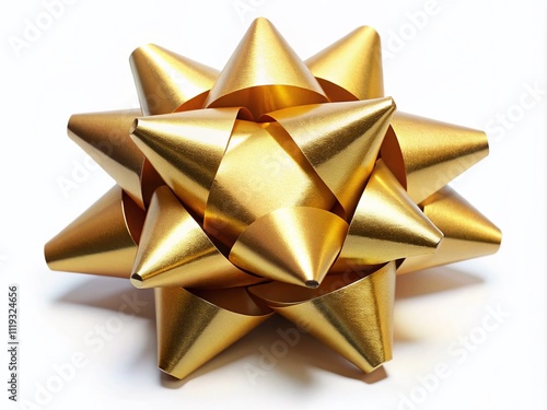 Gold Star Gift Bow Ribbon - High Resolution Image