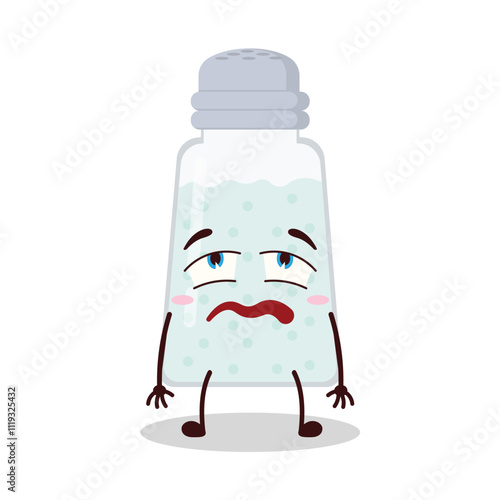 cute bored expression of salt cartoon character