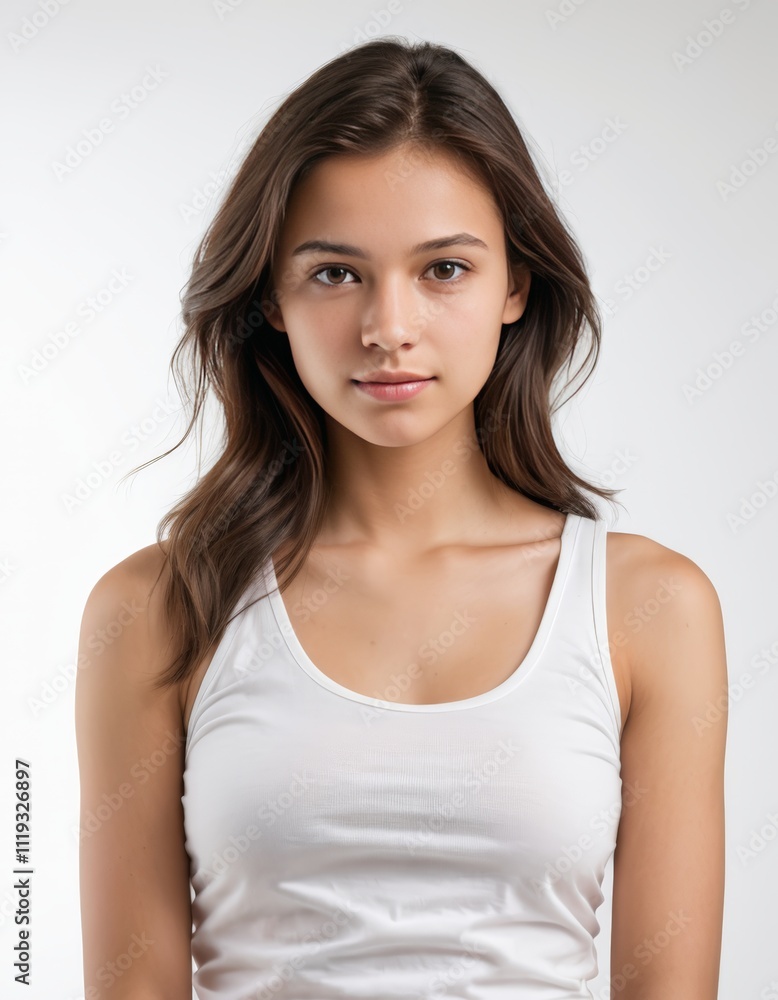 Woman in black sports attire poses on white. Suitable for fitness, activewear, athleisure, wellness, and healthy lifestyle concepts. Woman in black sports attire poses on white. Suitable for fitness, activewear, athleisure, wellness, and healthy lifestyle concepts.