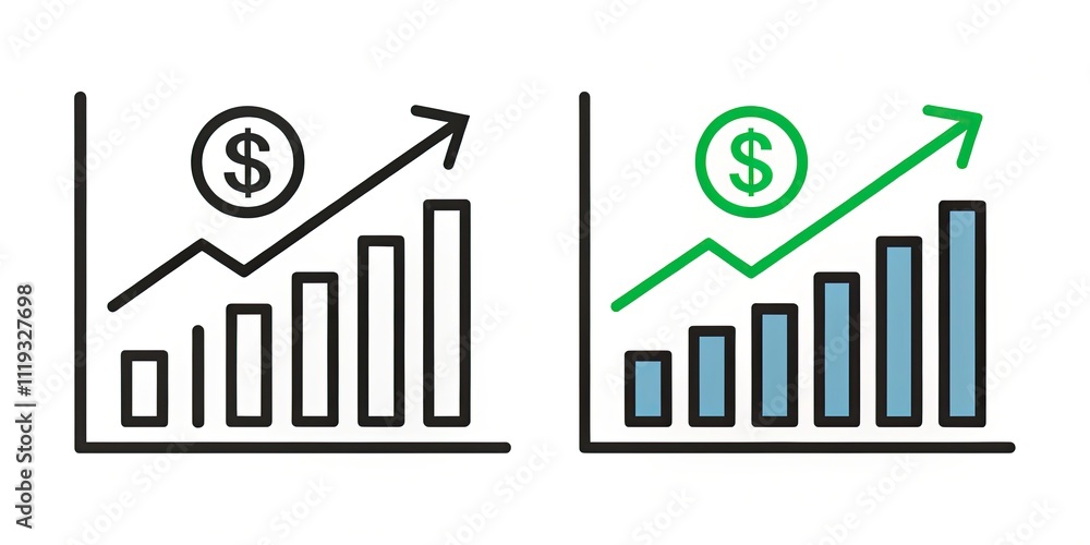 Graph Icon Set for Economic Growth and Profit Margin Increase - Stock Price Line Icon in Black Filled and Outlined Style for Business and Financial Illustrations Graph Icon Set for Economic Growth and Profit Margin Increase - Stock Price Line Icon in Black Filled and Outlined Style for Business and Financial Illustrations