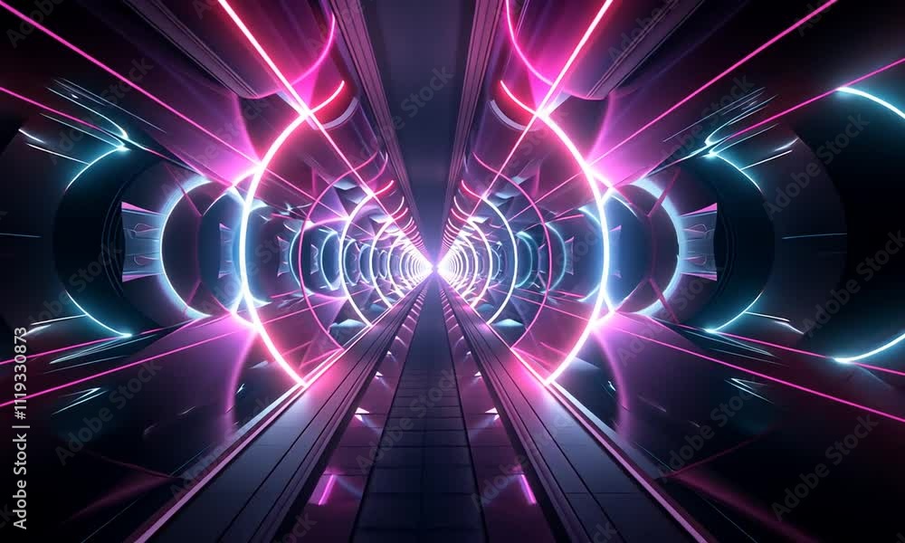 Neon Lights Tunnel: A Futuristic Digital Artwork Neon Lights Tunnel: A Futuristic Digital Artwork