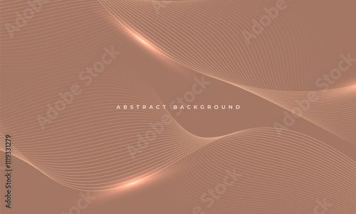 Mocha mousse color of the year 2025 abstract vector background with glowing brown wavy lines.