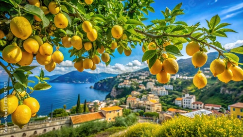 Wallpaper Mural Lemon Trees in Piano di Sorrento, Italy - Lush Citrus Orchard, Mediterranean Landscape, Vibrant Yellow Lemons, Scenic Views, Fresh Produce, Organic  Torontodigital.ca