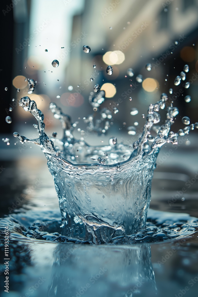 A splash of water is splashing out of a puddle of water A splash of water is splashing out of a puddle of water