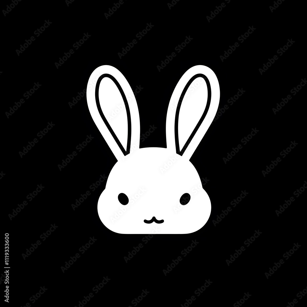 rabbit_in_black_and_white_icon_image_illustration,generation AI rabbit_in_black_and_white_icon_image_illustration,generation AI