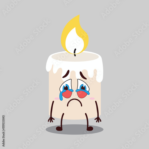 cute cry expression of candle cartoon character
