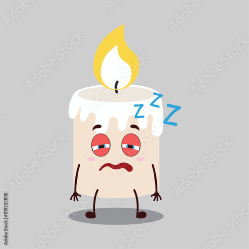 cute sleepy expression of candle cartoon character
