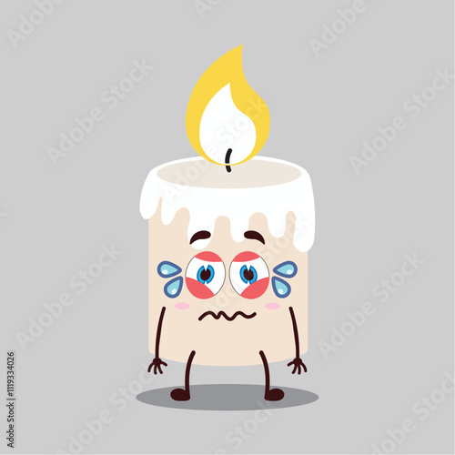 cute upset expression of candle cartoon character

