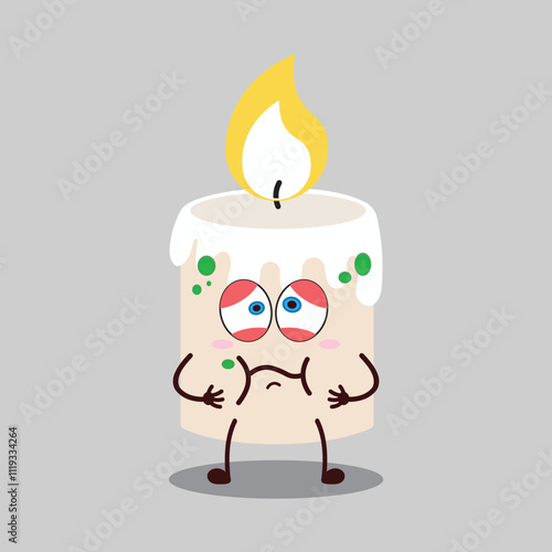 cute sick expression of candle cartoon character
