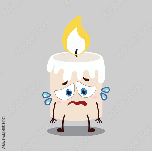 cute depressed expression of candle cartoon character
