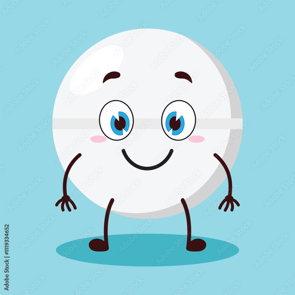 Obraz premium cute smile expression of drug tablet cartoon character