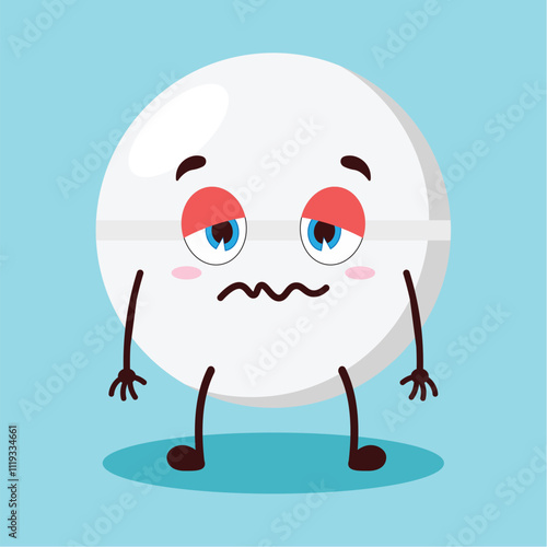 cute nope expression of drug tablet cartoon character