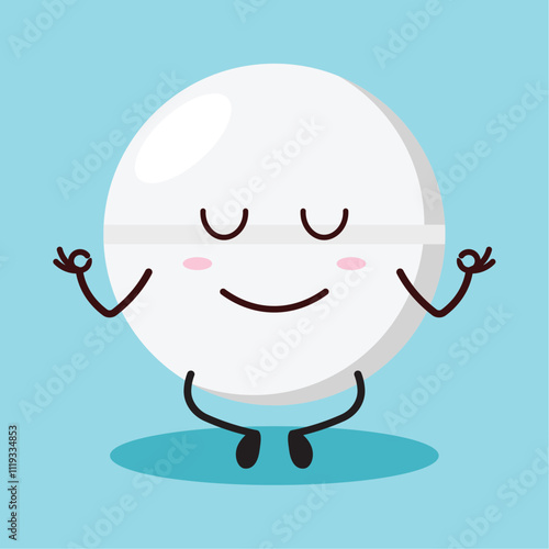 cute yoga expression of drug tablet cartoon character