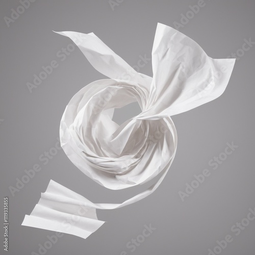 White paper flying, sheet falls and twists isolated on white, clipping path photo