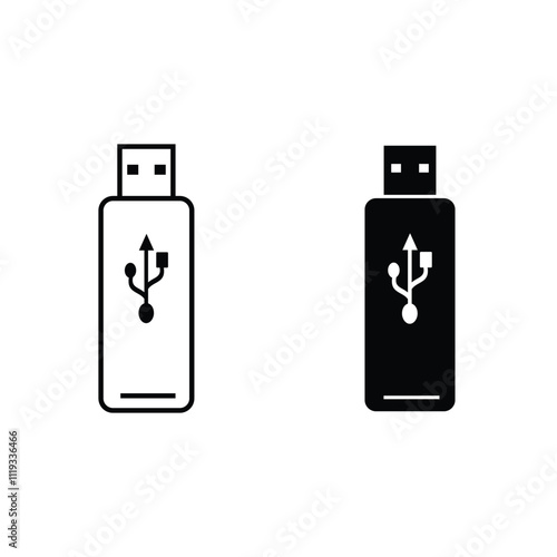 A set of icons of flash drive, flash disk, USB drive symbols, isolated on a white background. two usb drive icon. 