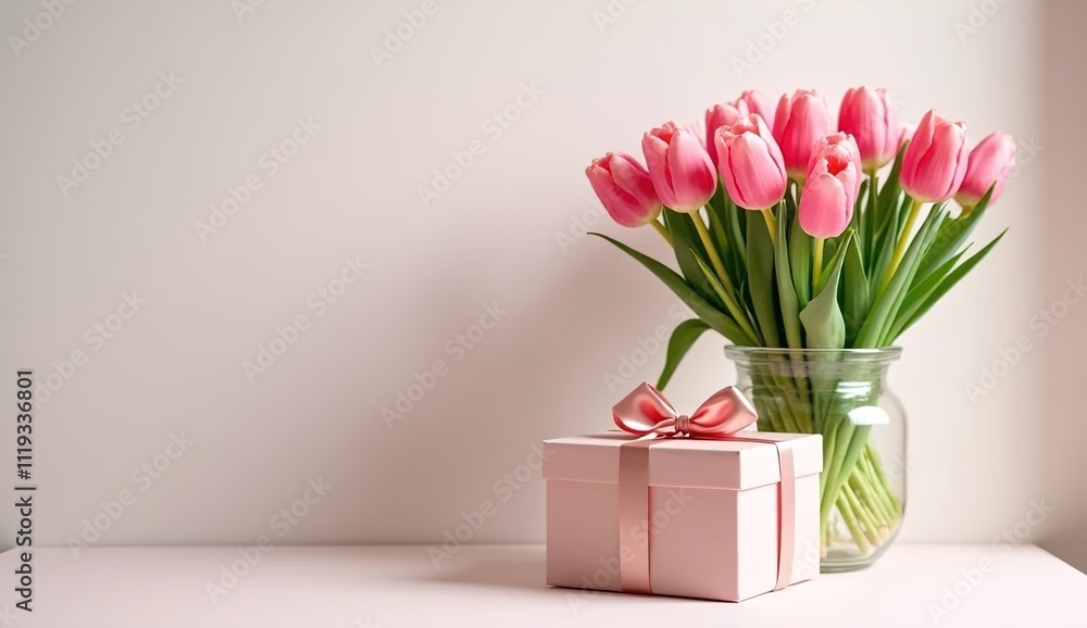 Spring tulip flowers on pink background top view in flat lay style. Greeting for Womens or Mothers Day or Spring Sale Banner. Generative Ai.
Spring tulip flowers on pink background top view in flat lay style. Greeting for Womens or Mothers Day or Spring Sale Banner. Generative Ai.