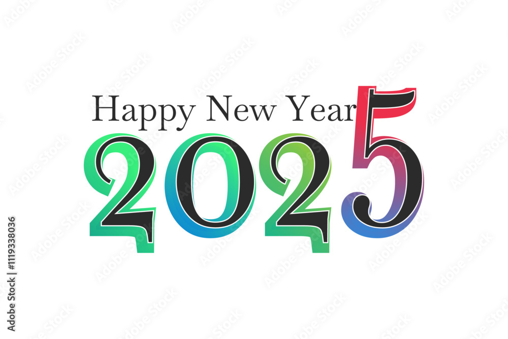 Happy New Year 2025 design vector. Modern new year 2025 design template.