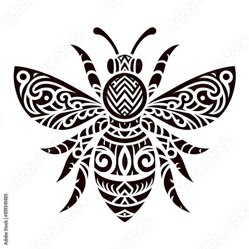 AI Generate of Bee Shape in Samoan Art style isolated in white