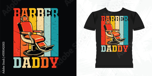 Barber Daddy Funny Father's Day Barbershop Retro Vintage Barber T-shirt Design