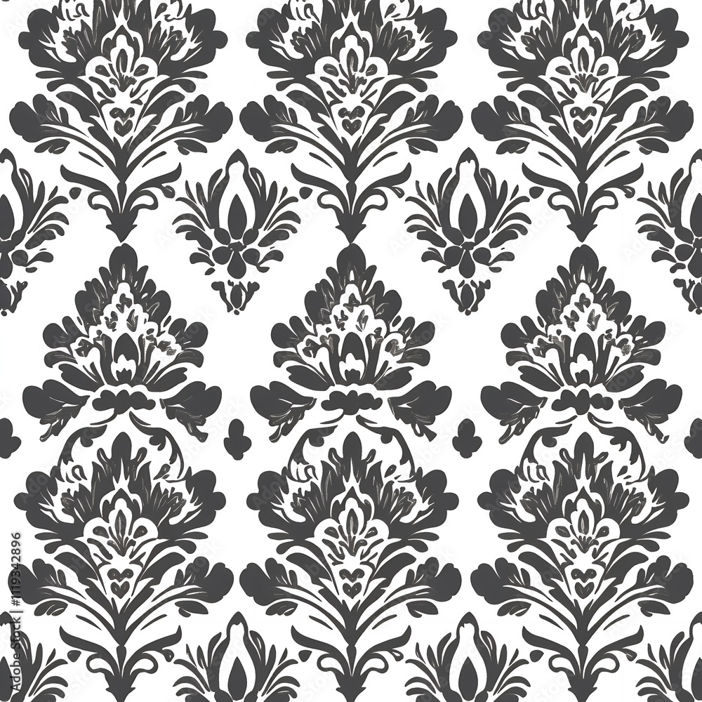 Elegant black and white damask pattern Elegant black and white damask pattern