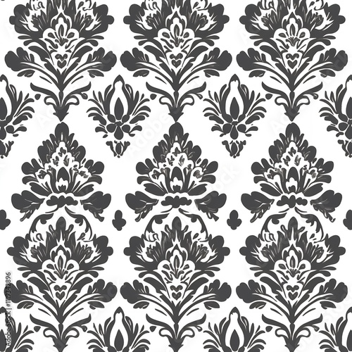 Elegant black and white damask pattern