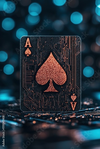 Futuristic Ace of Spades Hologram | Ultra-Realistic Floating Card on Vibrant Dark Background