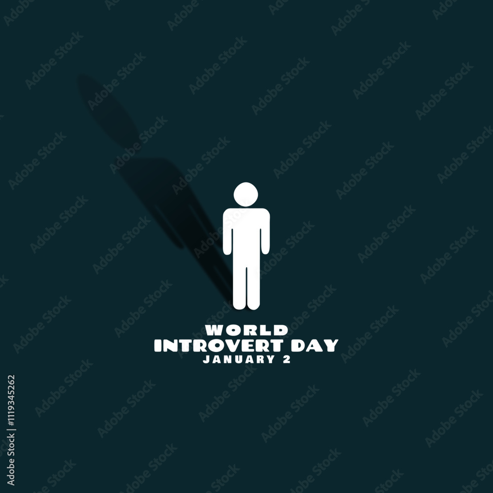 World Introvert Day to celebrate on January 2nd. Illustration of a person icon standing alone in the dark. World Introvert Day to celebrate on January 2nd. Illustration of a person icon standing alone in the dark.