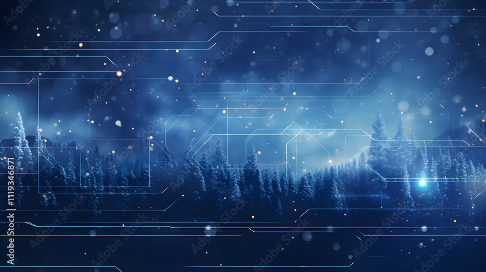 Obraz premium Cyber winter background, copy space for text