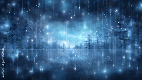 Cyber winter background, copy space for text