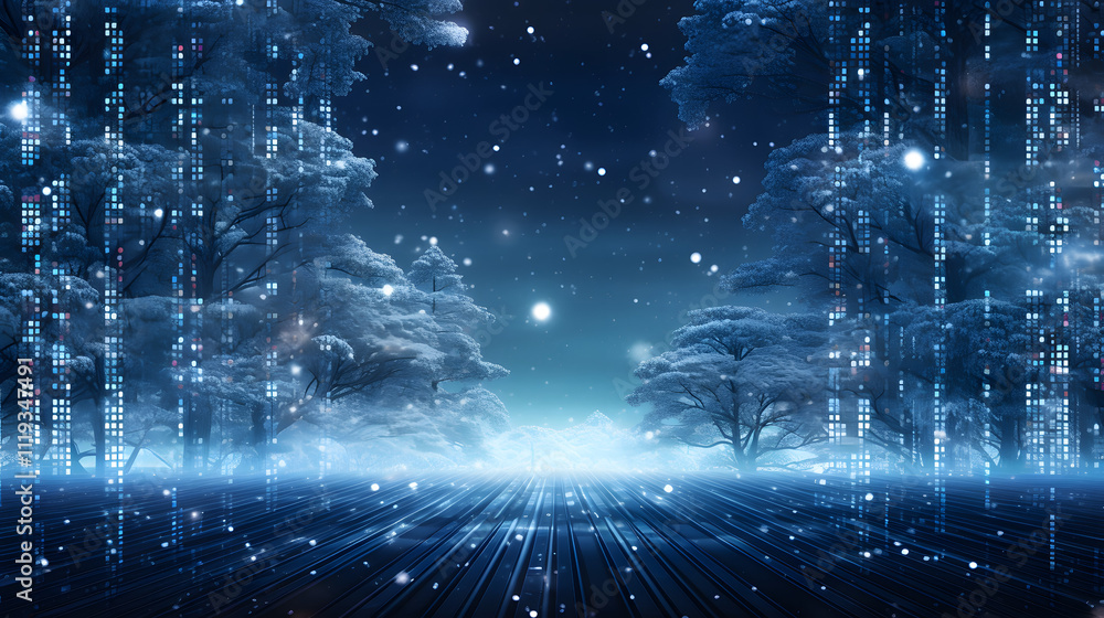 Cyber winter background, copy space for text Cyber winter background, copy space for text