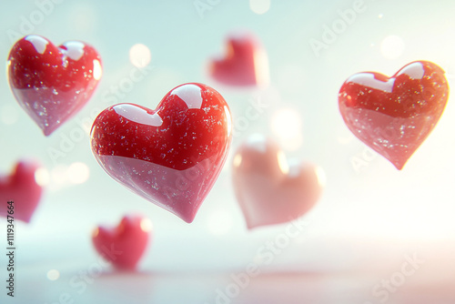 Romantic Valentine's Day Background with Heart Patterns, Soft Pink and Red Tones, and Ample Copyspace for Sweet Messages or Promotion