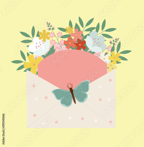 Vector illustration of envelop full of flowers