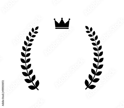 王冠の乗った月桂冠のフレーム　ベクター
