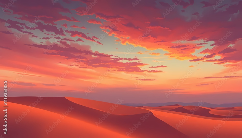 Dramatic twilight sky over desert dunes Dramatic twilight sky over desert dunes