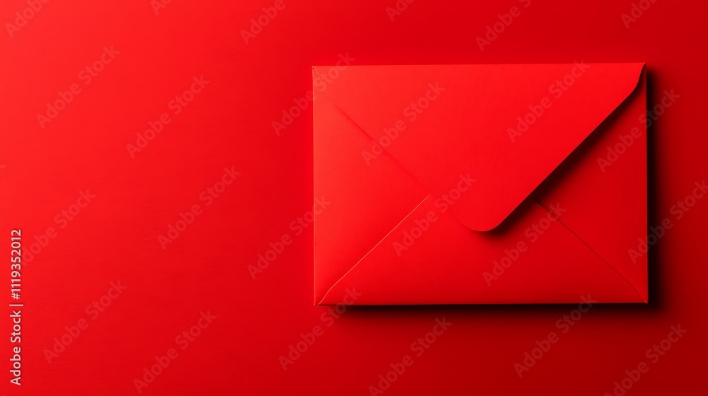 A vibrant red envelope rests against a matching red background, creating a visually striking, monochromatic effect. A vibrant red envelope rests against a matching red background, creating a visually striking, monochromatic effect.