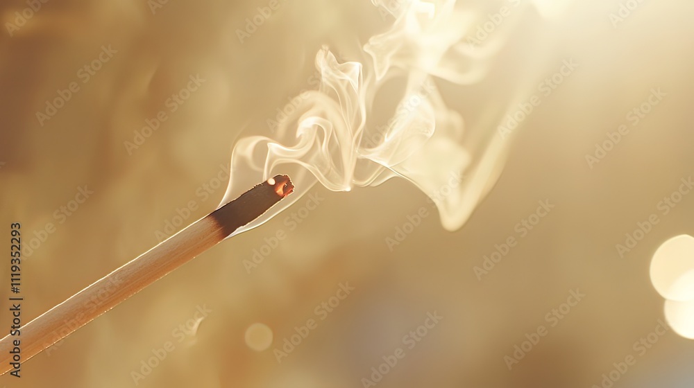 Burning Incense Stick with Smoke Trails Burning Incense Stick with Smoke Trails