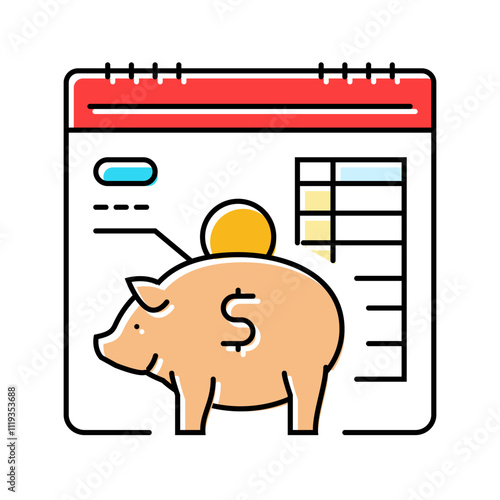 savings plan budget planning color icon vector. savings plan budget planning sign. isolated symbol illustration