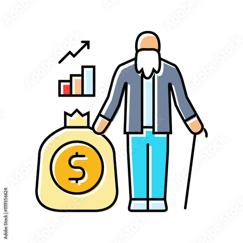 retirement planning budget planning color icon vector. retirement planning budget planning sign. isolated symbol illustration