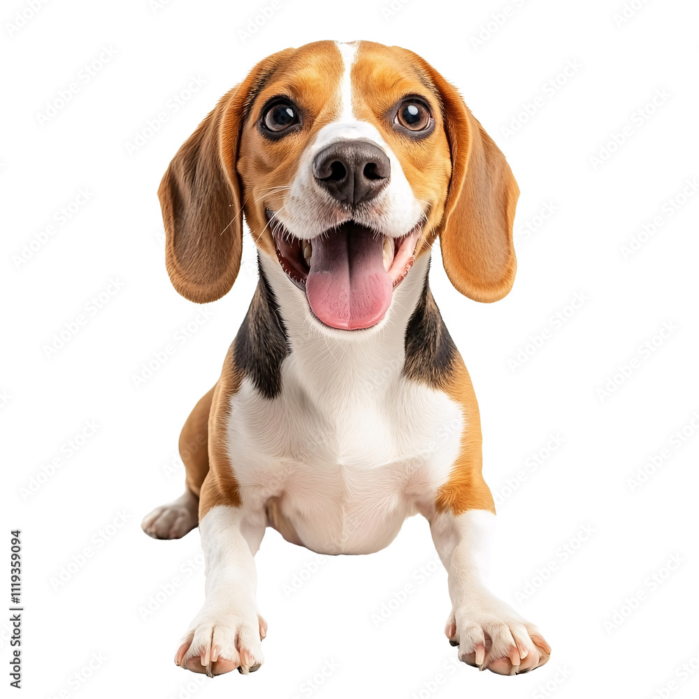 Happy beagle dog smiling with tongue out isolated on transparent background. Happy beagle dog smiling with tongue out isolated on transparent background.