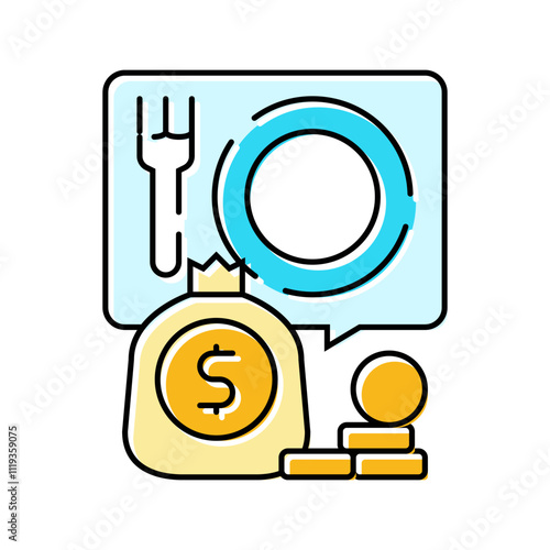 food budget planning color icon vector. food budget planning sign. isolated symbol illustration